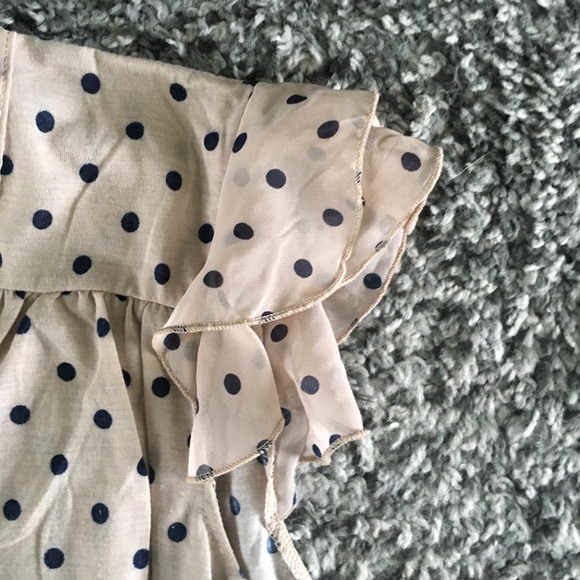 Polka dot cream dressy top w/ tie front - Picture 4 of 5